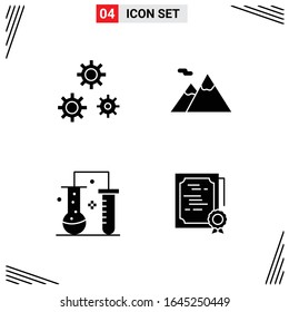 4 Icons Solid Style. Grid Based Creative Glyph Symbols for Website Design. Simple Solid Icon Signs Isolated on White Background. 4 Icon Set.