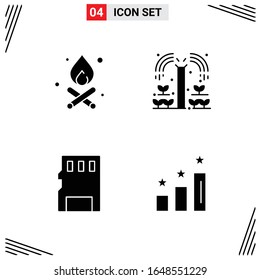 4 Icons Solid Style. Grid Based Creative Glyph Symbols for Website Design. Simple Solid Icon Signs Isolated on White Background. 4 Icon Set.