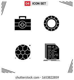 4 Icons Solid Style. Grid Based Creative Glyph Symbols for Website Design. Simple Solid Icon Signs Isolated on White Background. 4 Icon Set.