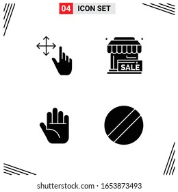 4 Icons Solid Style. Grid Based Creative Glyph Symbols for Website Design. Simple Solid Icon Signs Isolated on White Background. 4 Icon Set.