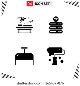4 Icons Solid Style. Grid Based Creative Glyph Symbols for Website Design. Simple Solid Icon Signs Isolated on White Background. 4 Icon Set.