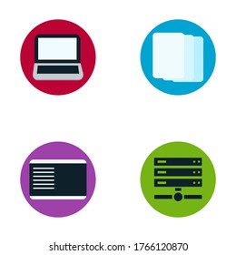 4 icons for web and mobile. Set  included icons  Server, Сomputer,Page data, DNS 