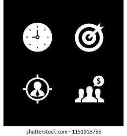 4 idea icons in vector set. clock, team and goal illustration for web and graphic design