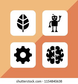 4 idea icons in vector set. future, gear, leaf and brain illustration for web and graphic design