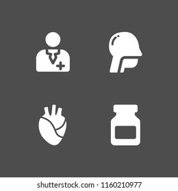 4 illness icons in vector set. hospital, doctor, drug and medicine illustration for web and graphic design