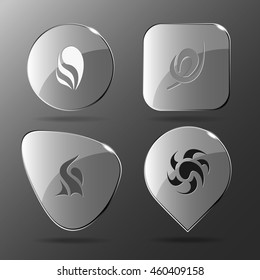 4 images of unique abstract forms.Glass buttons. Vector illustration icon.