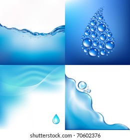 4 Images Of Water, Vector Illustration