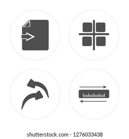 4 Import, Reverse, Select all, Measure modern icons on round shapes, vector illustration, eps10, trendy icon set.