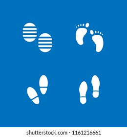 4 imprint icons in vector set. human shoes footprints, human foot prints and footprint illustration for web and graphic design