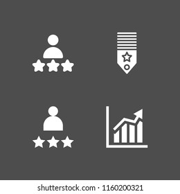 4 increase icons in vector set. ascendant bars graphic, rate and rank illustration for web and graphic design