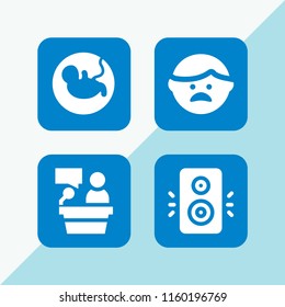 4 indoors icons in vector set. lectern, pregnancy, speaker and arguing illustration for web and graphic design
