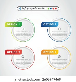 4, Infographic design template. Timeline concept with 4 steps. Can be used for workflow layout, Presentation, diagram, banner, Vector illustration with 4 Circle options
