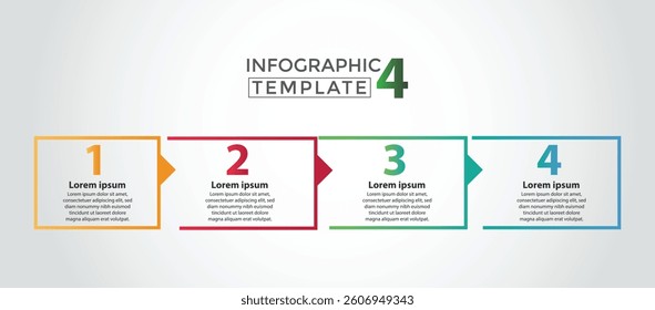 4, Infographic process design template. Timeline concept with 4 process steps. Can be used for workflow layout, Presentation, diagram, banner, Vector illustration with 4 square options