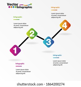 4 infographic topics consisting of purple, green, blue, orange