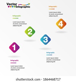 4 infographic topics consisting of purple, green, blue, orange