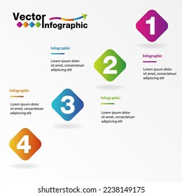 4 infographic topics consisting of purple, green, blue, orange