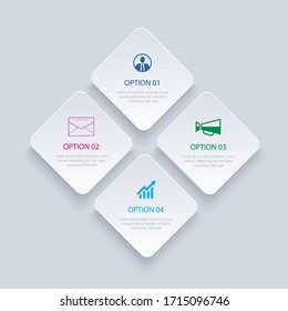 4 infographics rectangle paper index with data template. Vector illustration abstract background. Can be used for workflow layout, business step, banner, web design.