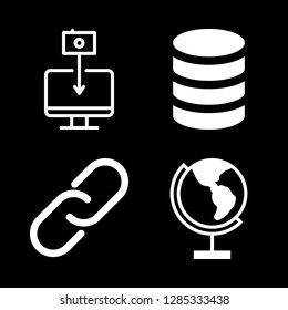 4 information icons with database digital tool and unlink in this set