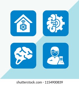 4 innovation icons in vector set. nervous system, smart home, artificial intelligence and science illustration for web and graphic design