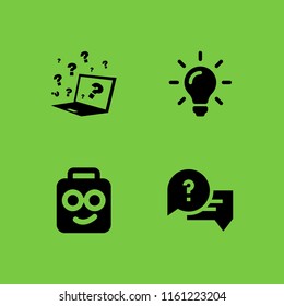 4 inspiration icons in vector set. question, light bulb, nerd and quiz illustration for web and graphic design
