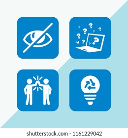 4 inspiration icons in vector set. child, vision, bulb and quiz illustration for web and graphic design