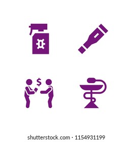 4 insurance icons in vector set. health, sell and healthcare and medical illustration for web and graphic design