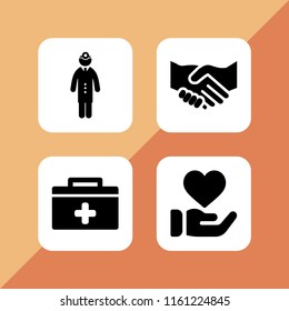 4 insurance icons in vector set. heart, health and agreement illustration for web and graphic design