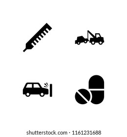 4 insurance icons in vector set. breakdown, healthcare and medical and crash illustration for web and graphic design