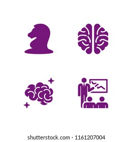 4 intelligence icons in vector set. strategy and brain illustration for web and graphic design