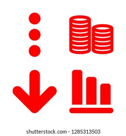 4 interest icons with more and bars of descending graphic in this set