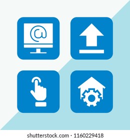 4 interface icons in vector set. ui, touch screen, smart home and upload illustration for web and graphic design