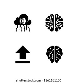 4 interface icons in vector set. ui, brain and upload illustration for web and graphic design