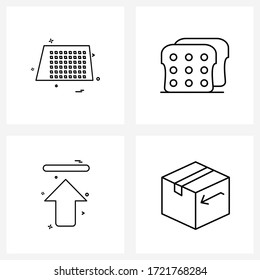 4 Interface Line Icon Set of modern symbols on solar panel; direction; solar energy; loaf; uploading Vector Illustration