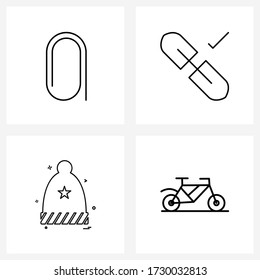4 Interface Line Icon Set moderner Symbole auf dem Adapter; Sternchen; Stift ankreuzen; Bike Vector Illustration