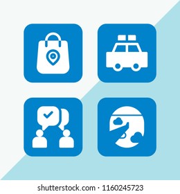 4 international icons in vector set. flight, communication, order and patrol illustration for web and graphic design