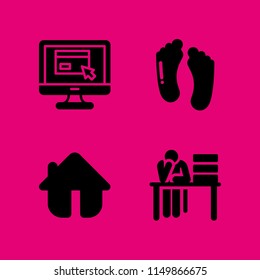 4 internet icons in vector set. screen, desk, website and medicine illustration for web and graphic design