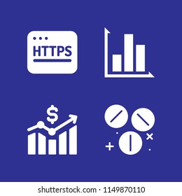 4 internet icons in vector set. graph, chart, http and medicine illustration for web and graphic design
