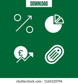 4 invest vector icon set with pound sterling, percentage, token and pie chart icons for mobile and web