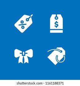 4 invitation icons in vector set. price tag, tag, price and ribbon illustration for web and graphic design