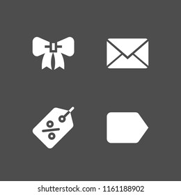4 invitation icons in vector set. ribbon, tag and close envelope illustration for web and graphic design