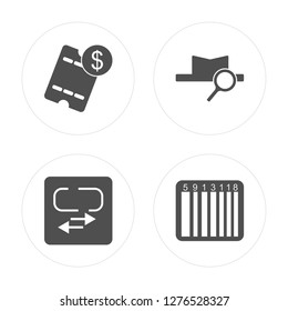 4 Invoice, Link, Spy, Barcode modern icons on round shapes, vector illustration, eps10, trendy icon set.