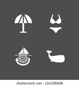4 island icons in vector set. tourism, beach and ocean illustration for web and graphic design
