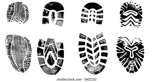4 Isolated BootPrints - Highly detailed vector of walking shoes
