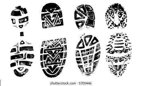 4 Isolated BootPrints - Highly detailed vector of walking shoes