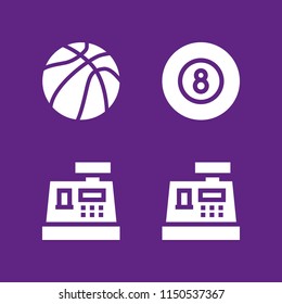 4 item icons in vector set. ball of basketball, cashier and ball illustration for web and graphic design