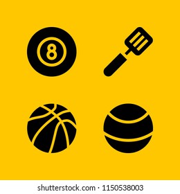 4 item icons in vector set. ball, ball of basketball and spatula illustration for web and graphic design