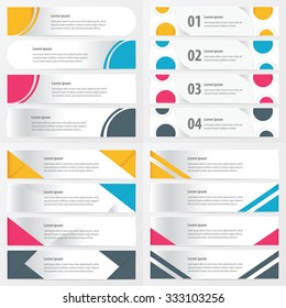 4 item  vector banner design yellow, blue, pink color