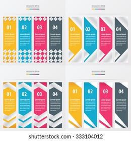 4 item  vector banner design yellow, blue, pink color