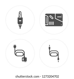 4 Jack, Magsafe, Ssd, Sound cable modern icons on round shapes, vector illustration, eps10, trendy icon set.