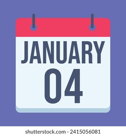 4  January calendar. Blue background. Vector Calendar.
